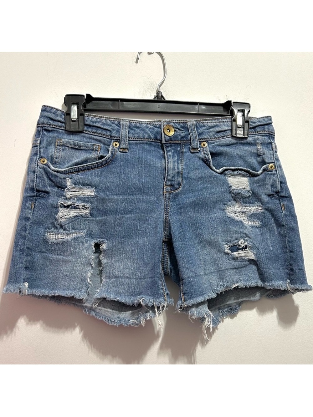 ♦️Aeropostale Midi Ripped Distressed Blue Jean Shorts Denim Jorts